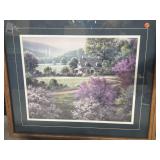 Framed snow scene print with buggy