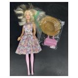 Barbie outfit, hat, and handbag