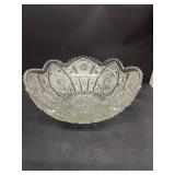 FOSTORA oval pressed glass bowl swirl