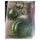 Olive green plates, saucers, tea, cups