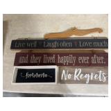 Group of wooden decorative signs