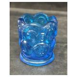 Blue glass toothpick holder