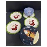 Christmas plates and bowl