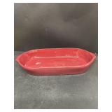 Bybee pottery, burgundy castle dish, small chip