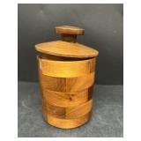 Wooden lidded round container