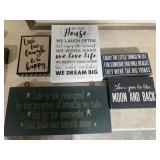 Group of decorative signs wooden