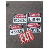 No smoking and exit signs