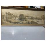 Roman Colosseum tapestry 5' x 2' framed