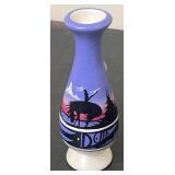 Navajo Bud Vase  w/Indian on horse, signed on bott