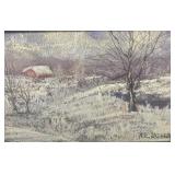 R. L. LATHROP painting of barn 18 1/2' x 12 1/2'