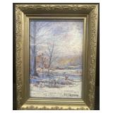 R. L. LATHROP winter scene painting of woods