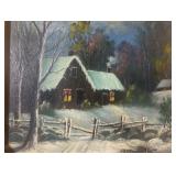 T.C. Pitts Painting, winter cottage