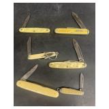 Group of pocket knives various makers