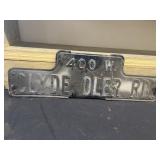 Clyde Road double sided metal vintage sign