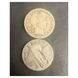 1916 and 1929 silver quarters