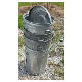(4) Galvanized  Trash Cans