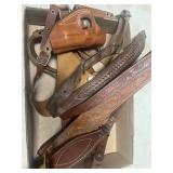 Gun holster, and leather slings