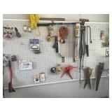 Windshield wipers, straps, saws, contents of board