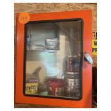 Orange metal cabinet