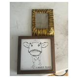Tiger, head, picture frame, and cow wood