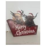 Cow metal merry Christmas sign