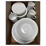 Platter glasses cups, dishes