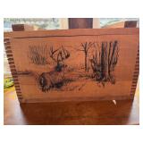 Wooden box with deer