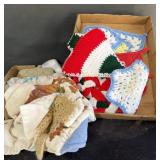 Crocheted pot holders and towels