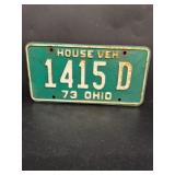1973 Ohio house vehicle license plate