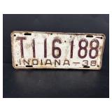 1938 Indiana license plate