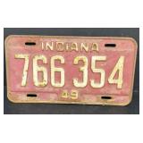 1949 Indiana license plate