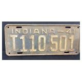 1941 Indiana license plate