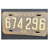 1945 Indiana license plate