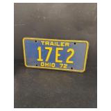 1972 Ohio trailer license plate