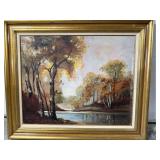 Fall scene painting on canvas