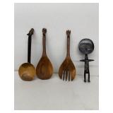 African hand carved kitchen utensils