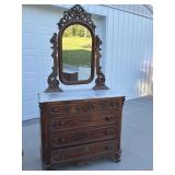 Walnut & Burl Antique Dresser