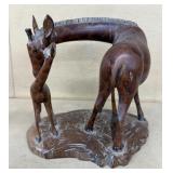 Hand carved wooden giraffes