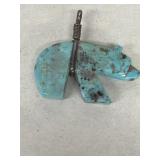 Southwestern turquoise bear pendant