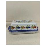 Quimper butter dish, France, hand-painted