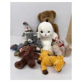 Basket of plush, and TY beanie babies