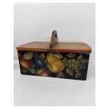 Hand-painted with fruit wooden caddy