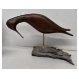 Walnut wood carved bird