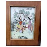 Oriental hand-painted tile does have crack