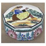 QUIMPER France, hand-painted powder jar
