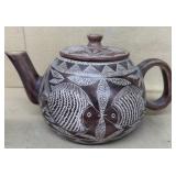 Incised Fish Decorated teapot