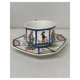 QUIMPER France, hand-painted teacup and saucer