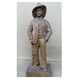 Hand carved wooden man traveler