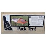 Pack tent by white stag