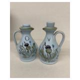 Pottery hand and painted cruets